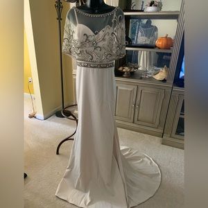 Beaded caped gown by Lucci Lu size 14